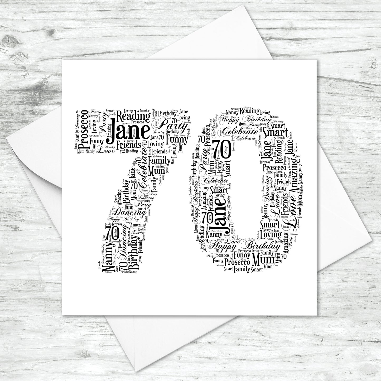 Personalised 70 Word Art Card