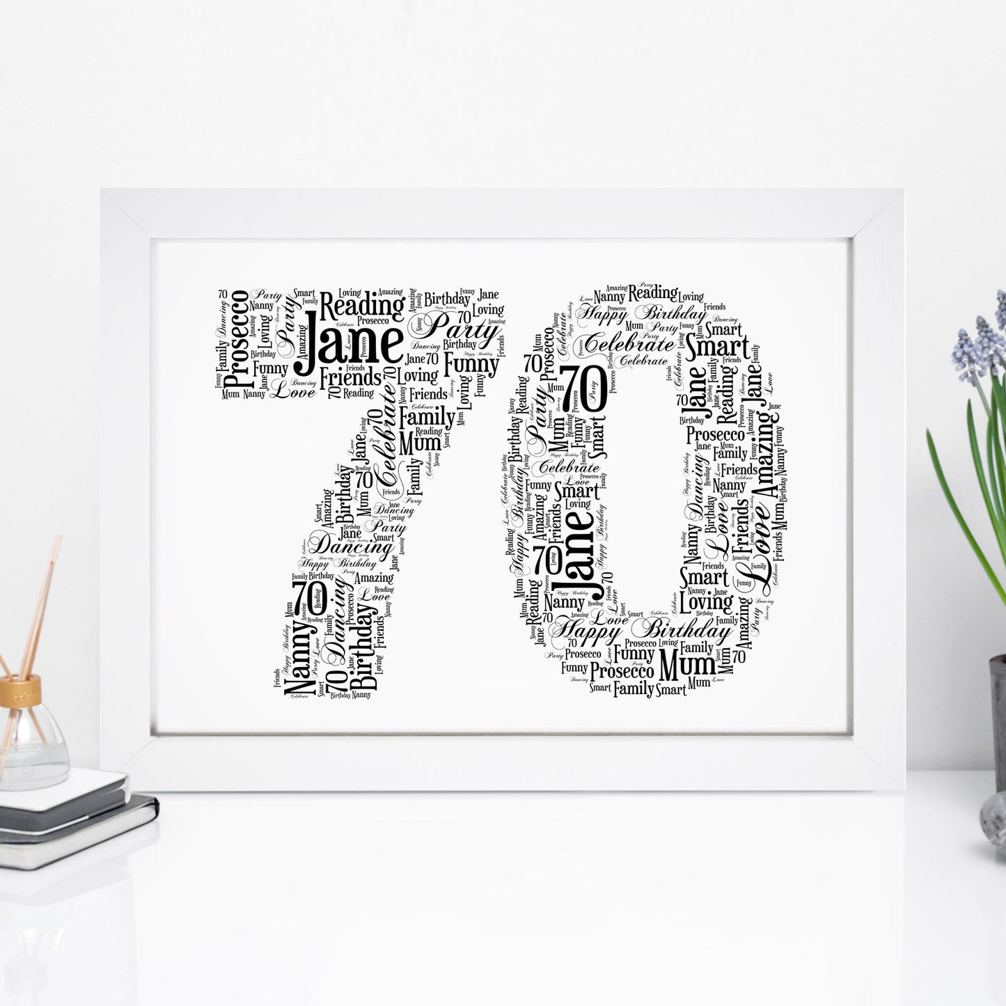 Personalised 70 Word Art Print