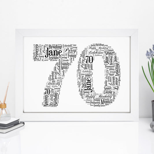 Personalised 70 Word Art Print