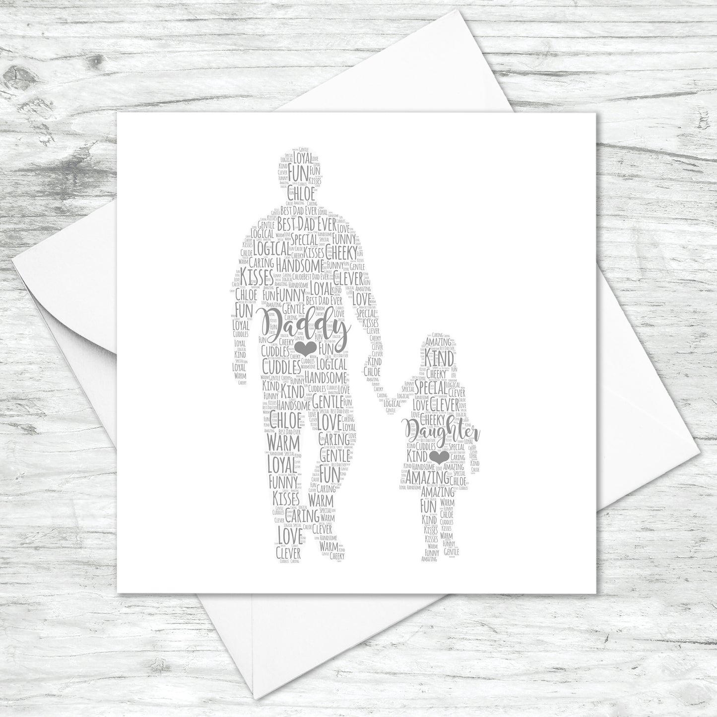 Personalised Father Daughter Word Art Card