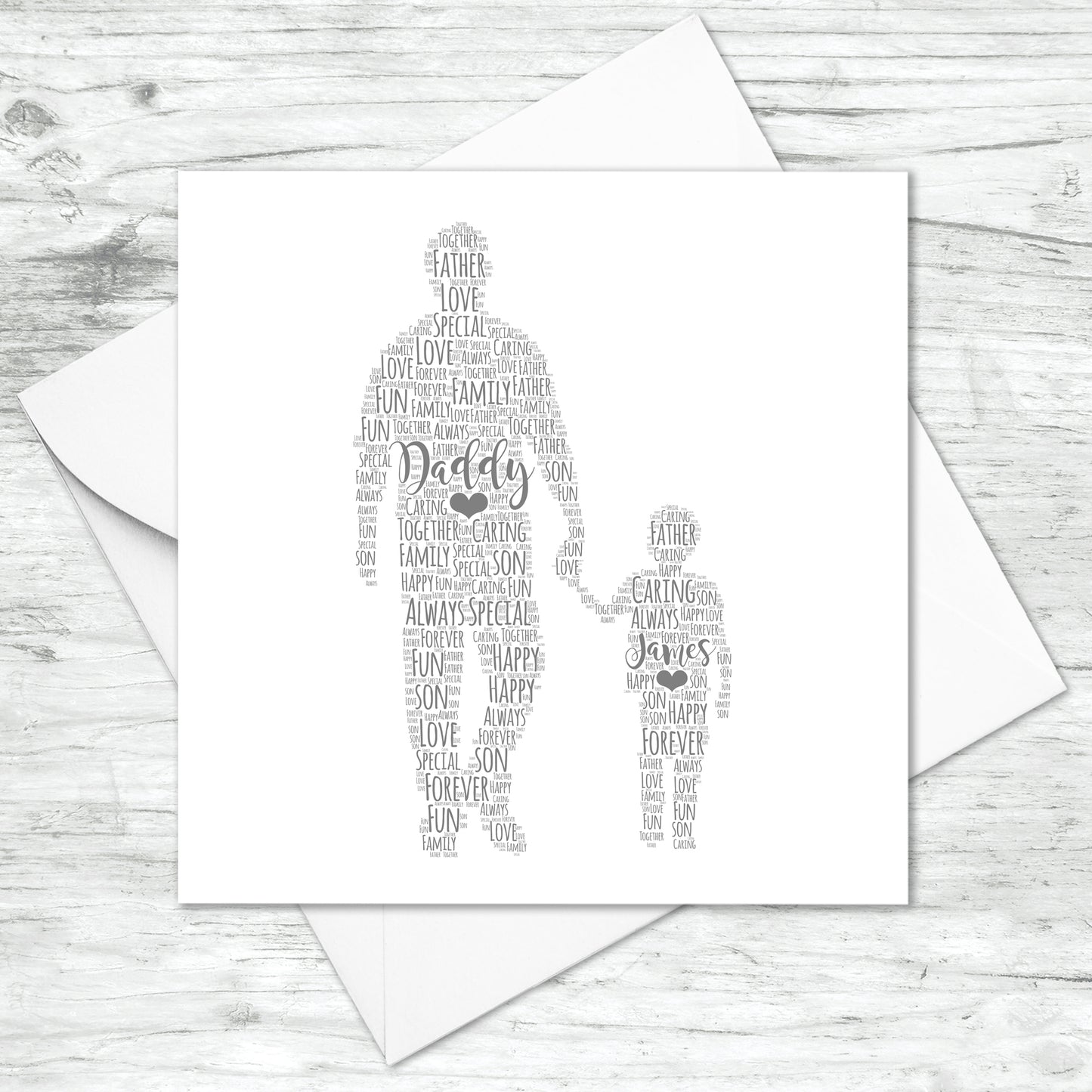 Personalised Father Son Word Art Card
