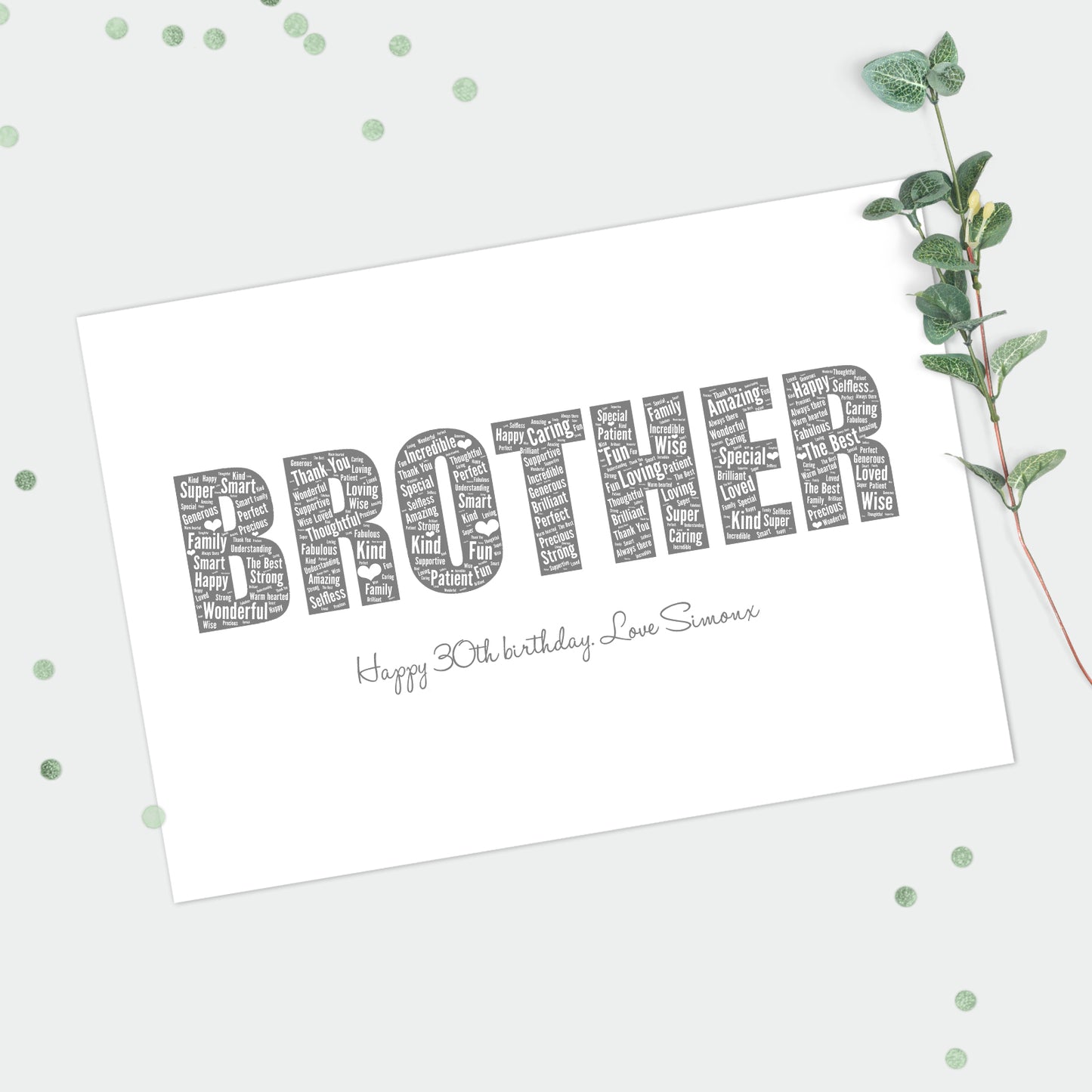 Personalised Brother Word Art Print