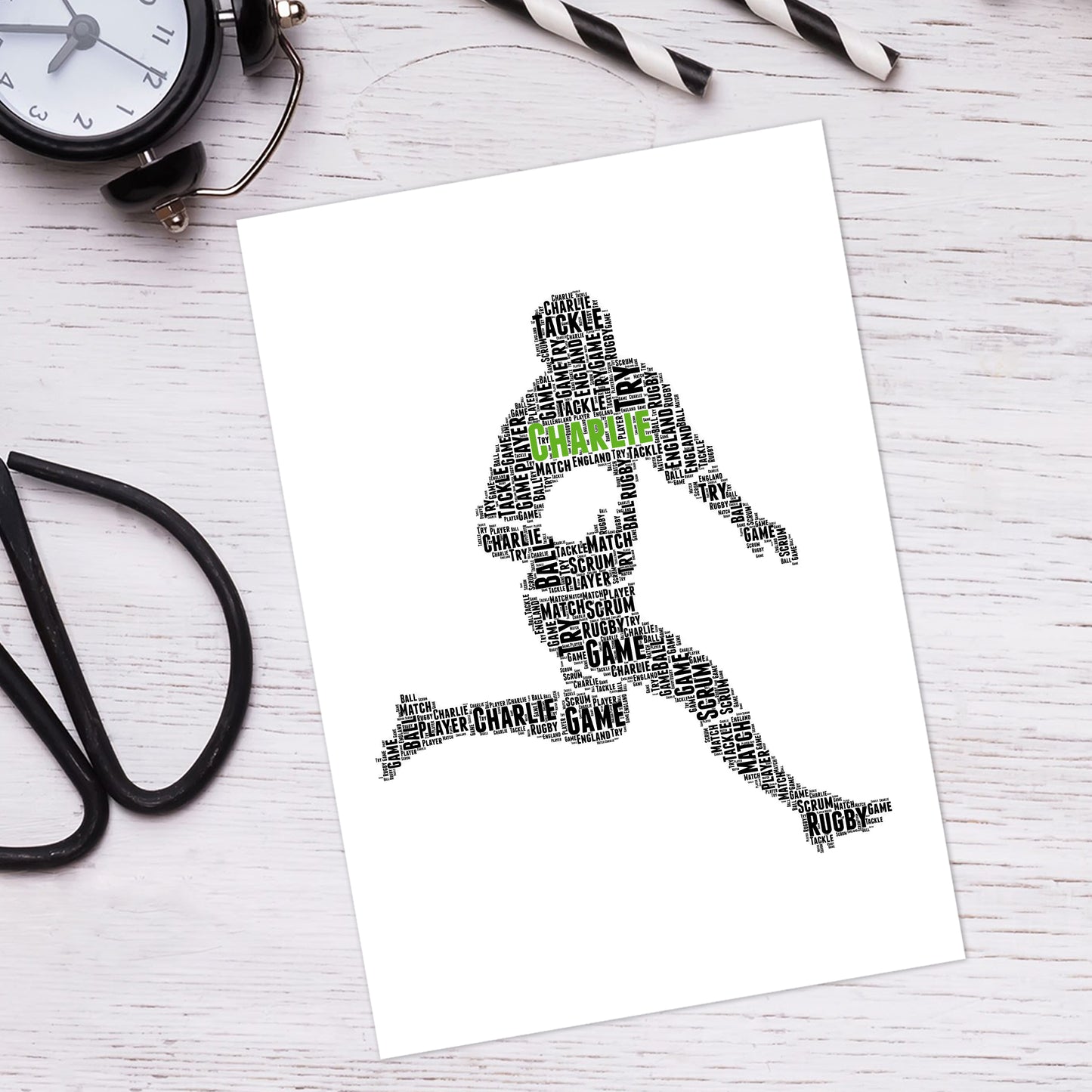Personalised Rugby Player Word Art Print