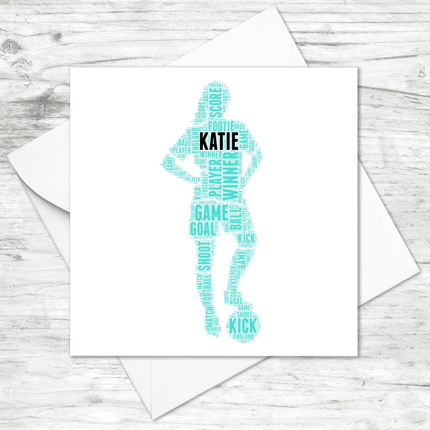 Personalised Female Football Player Word Art Card