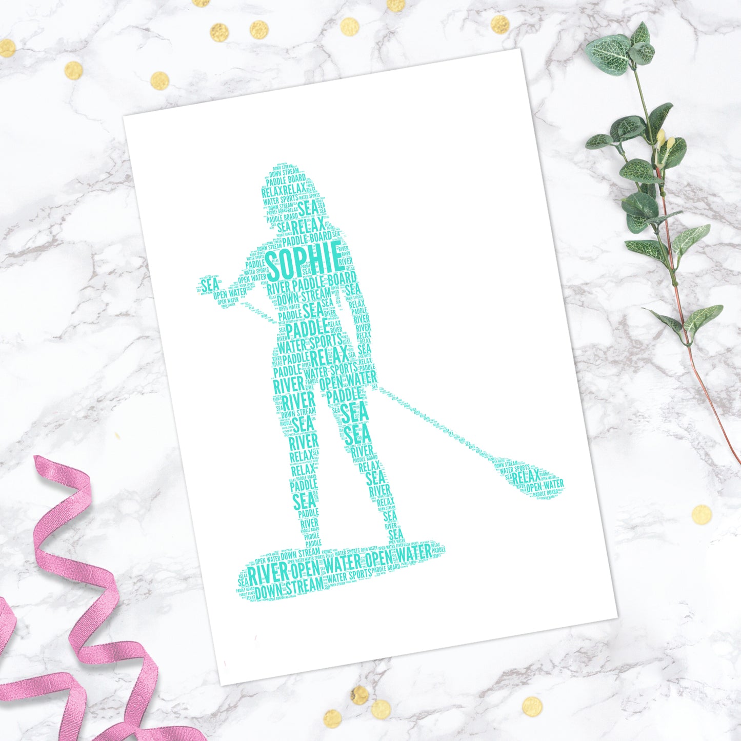 Personalised Paddleboarder Word Art Print
