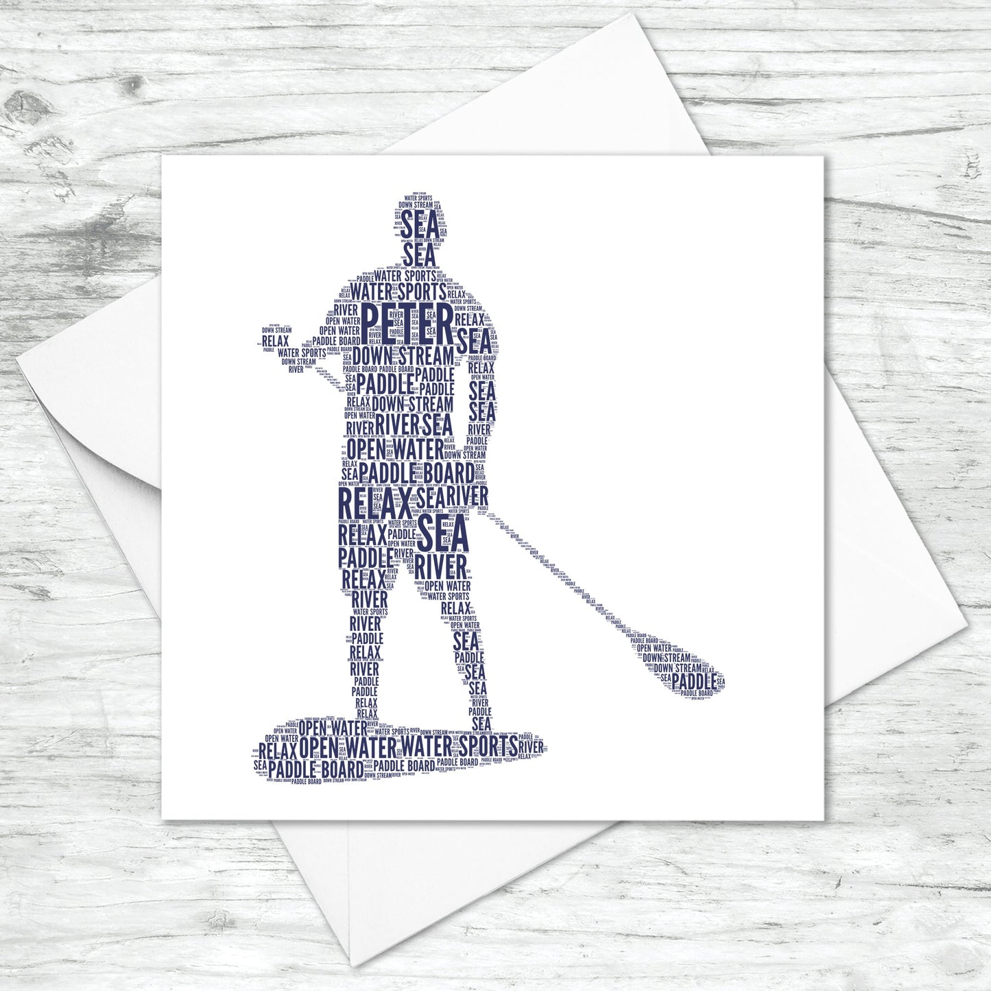 Personalised Female Paddleboarder Word Art Card