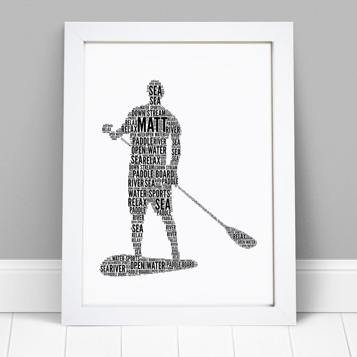 Personalised Paddleboarder Word Art Print
