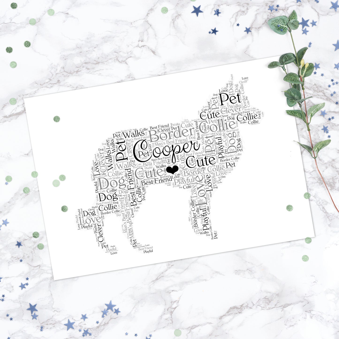 Personalised Border Collie Word Art Print