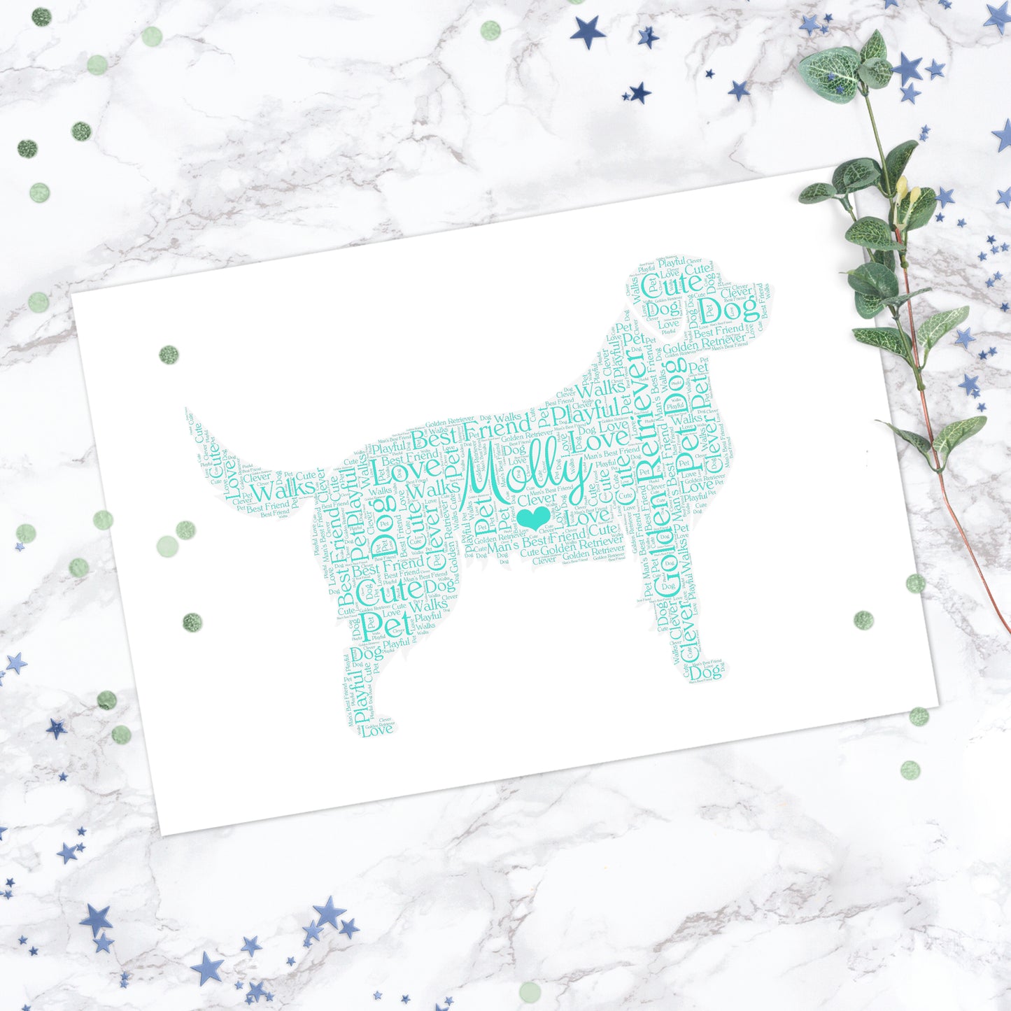 Personalised Golden Retriever Word Art Print