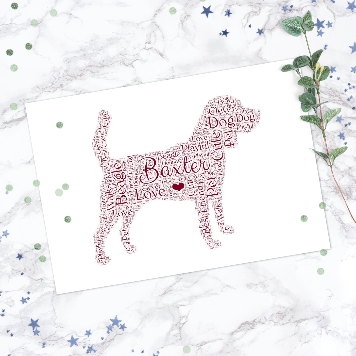 Personalised Beagle Word Art Print