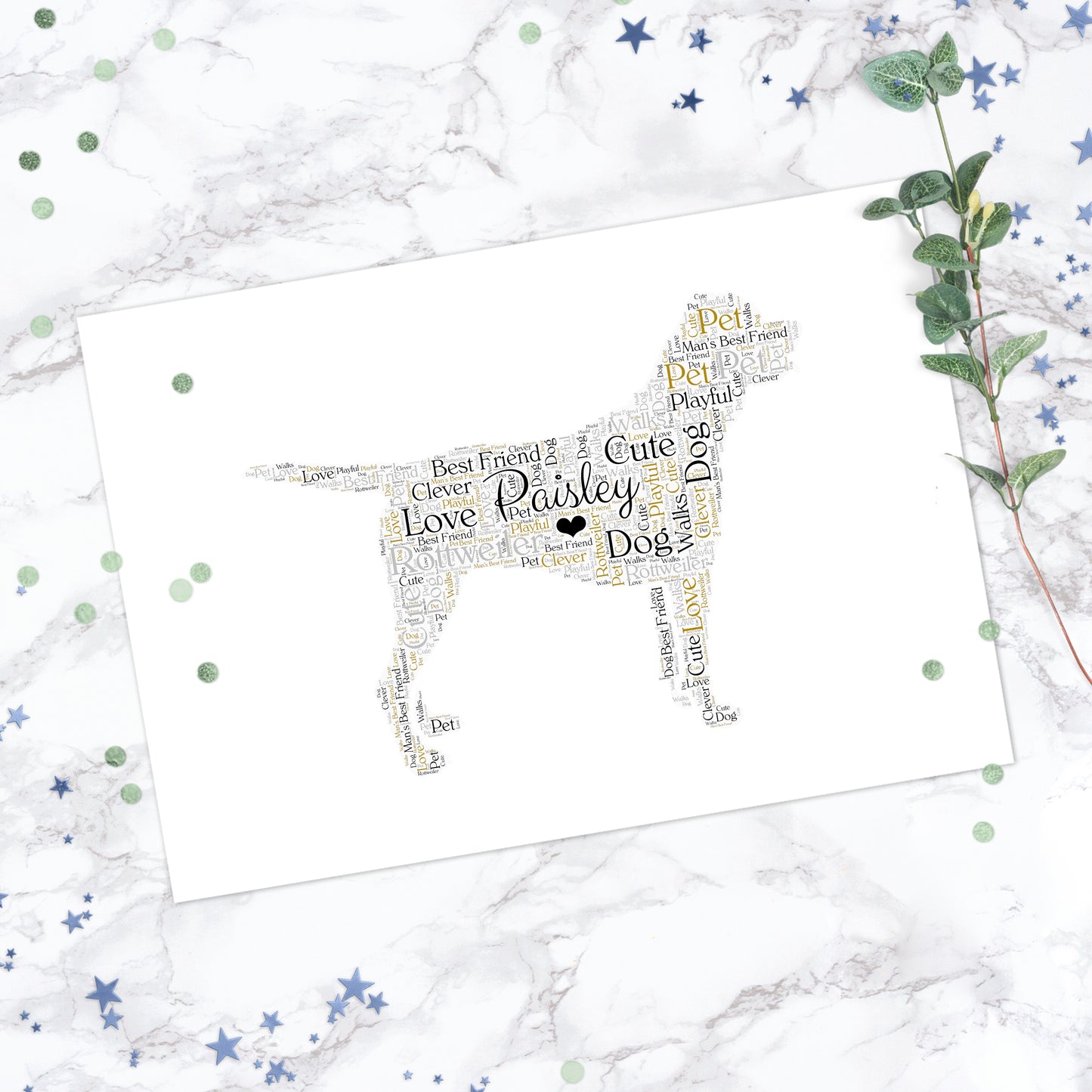 Personalised Rottweiler Word Art Print