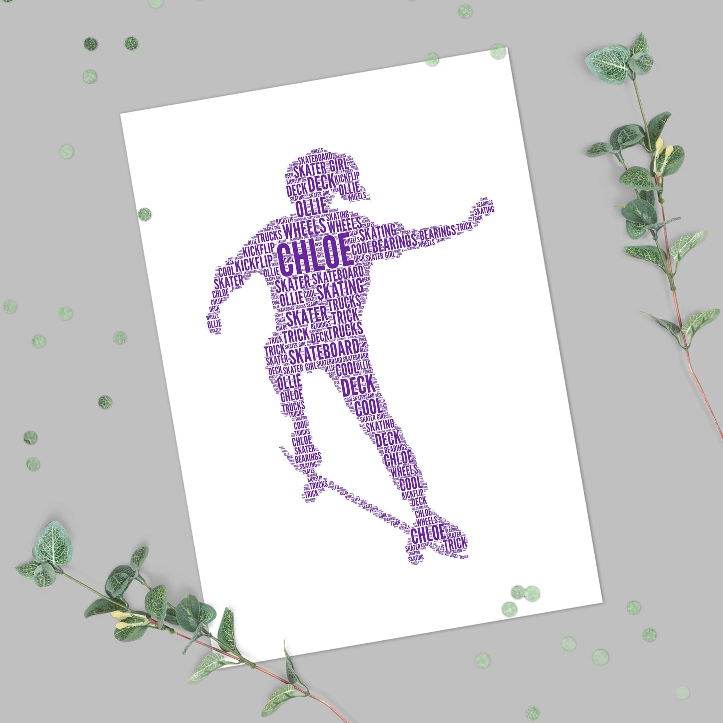 Personalised Skateboarder Word Art Print