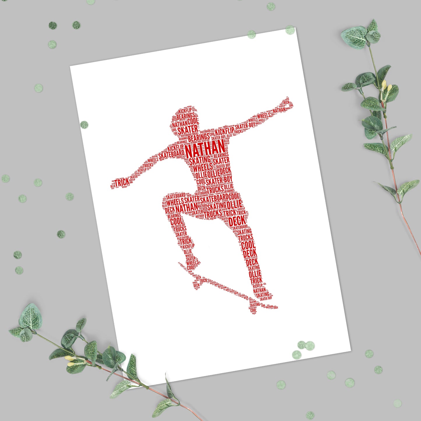 Personalised Skateboarder Word Art Print