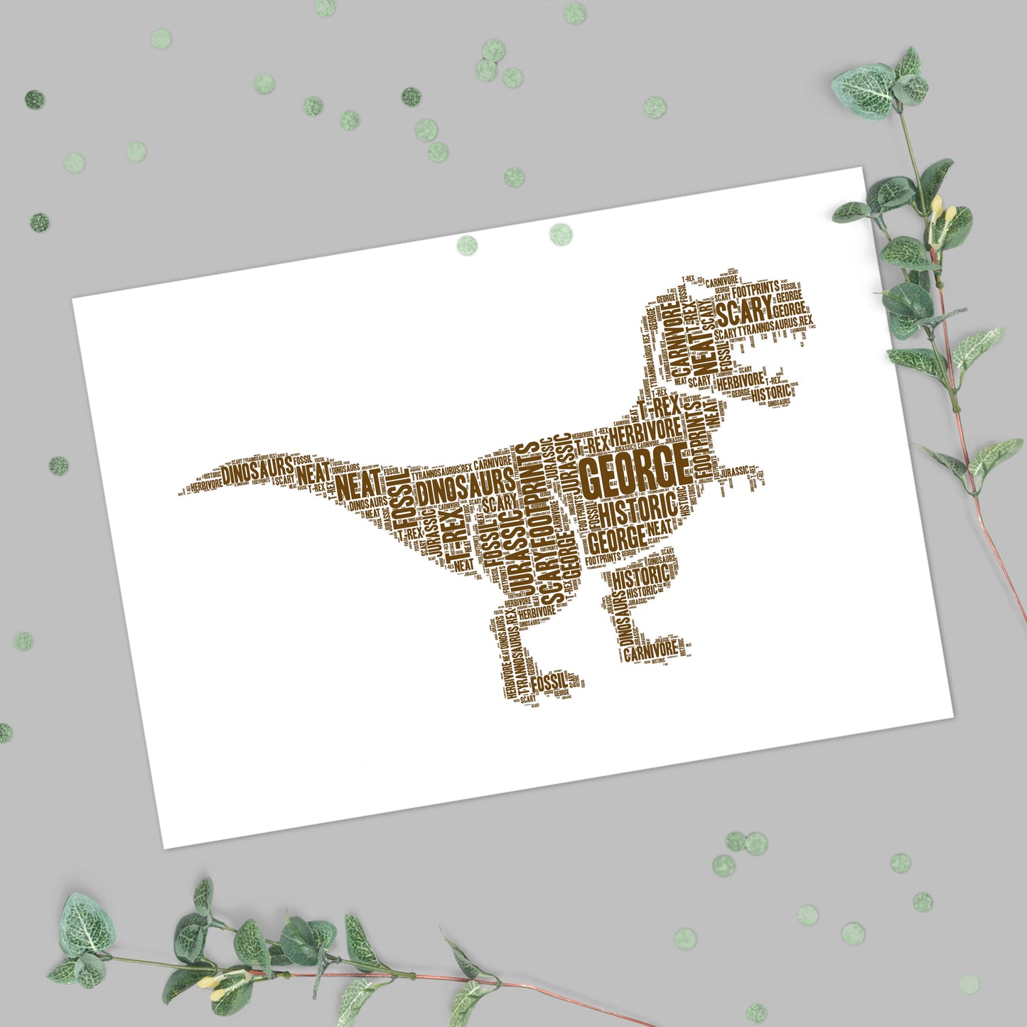 Personalised T-Rex Word Art Print