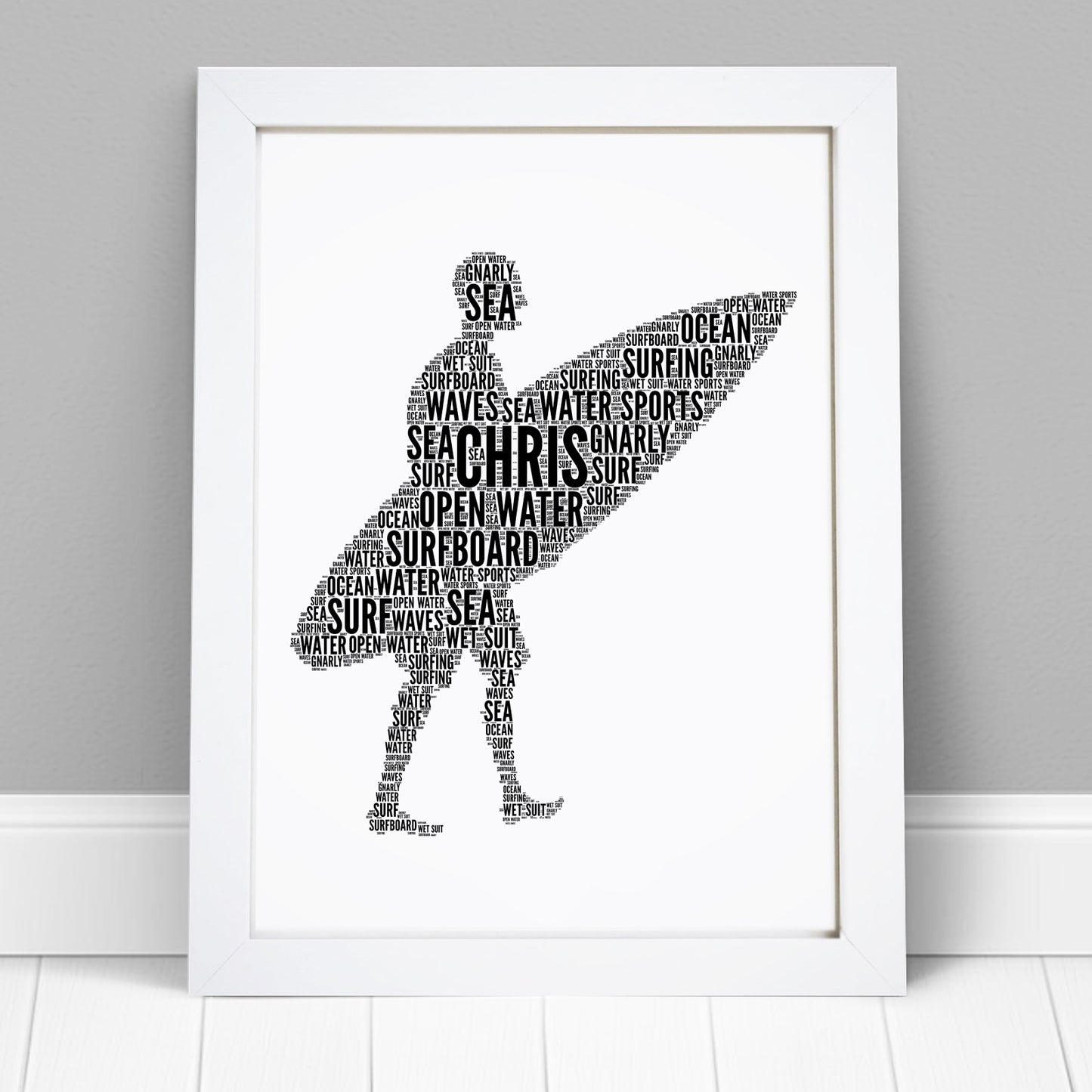 Personalised Surfer Word Art Print