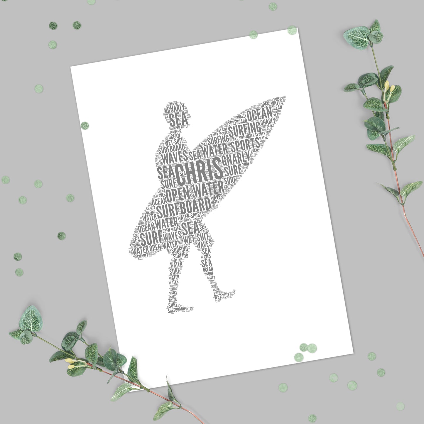 Personalised Surfer Word Art Print