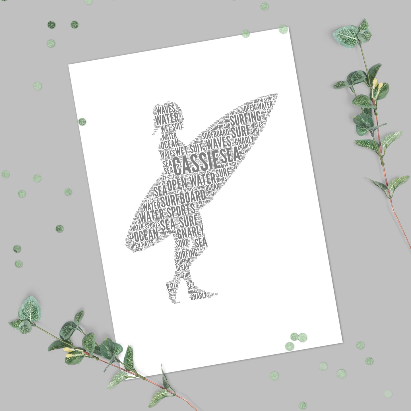 Personalised Surfer Word Art Print