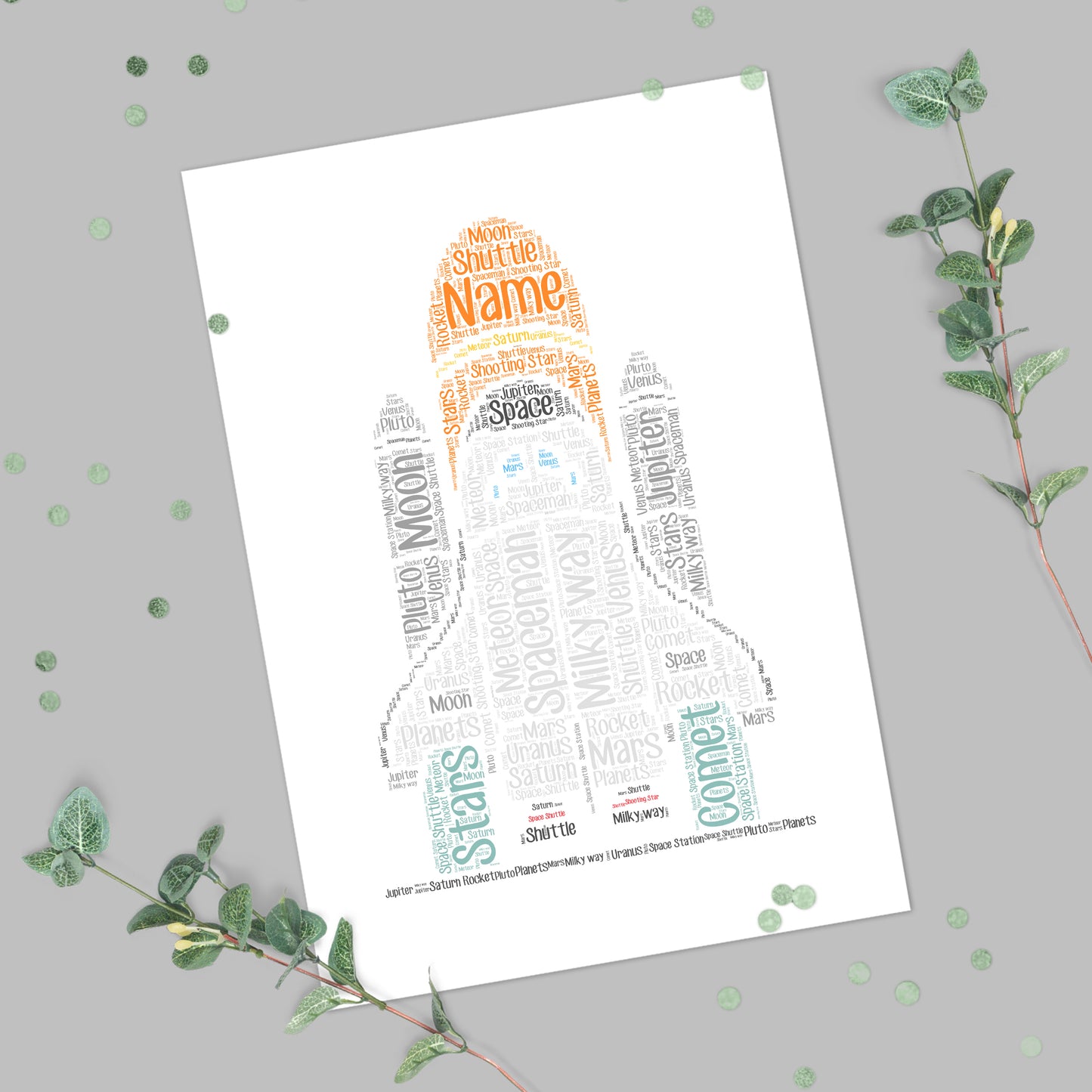 Personalised Space Shuttle Word Art Print