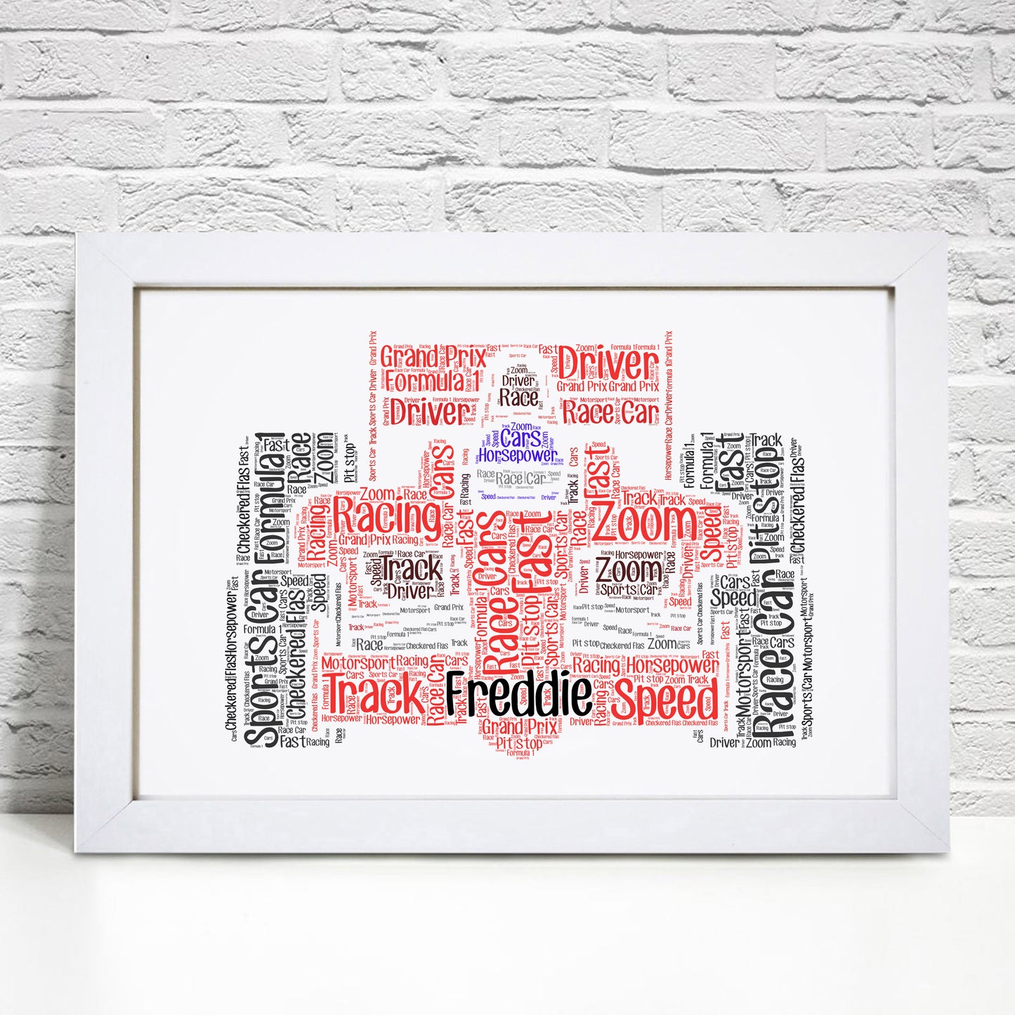 Personalised Racing Car Word Art Print