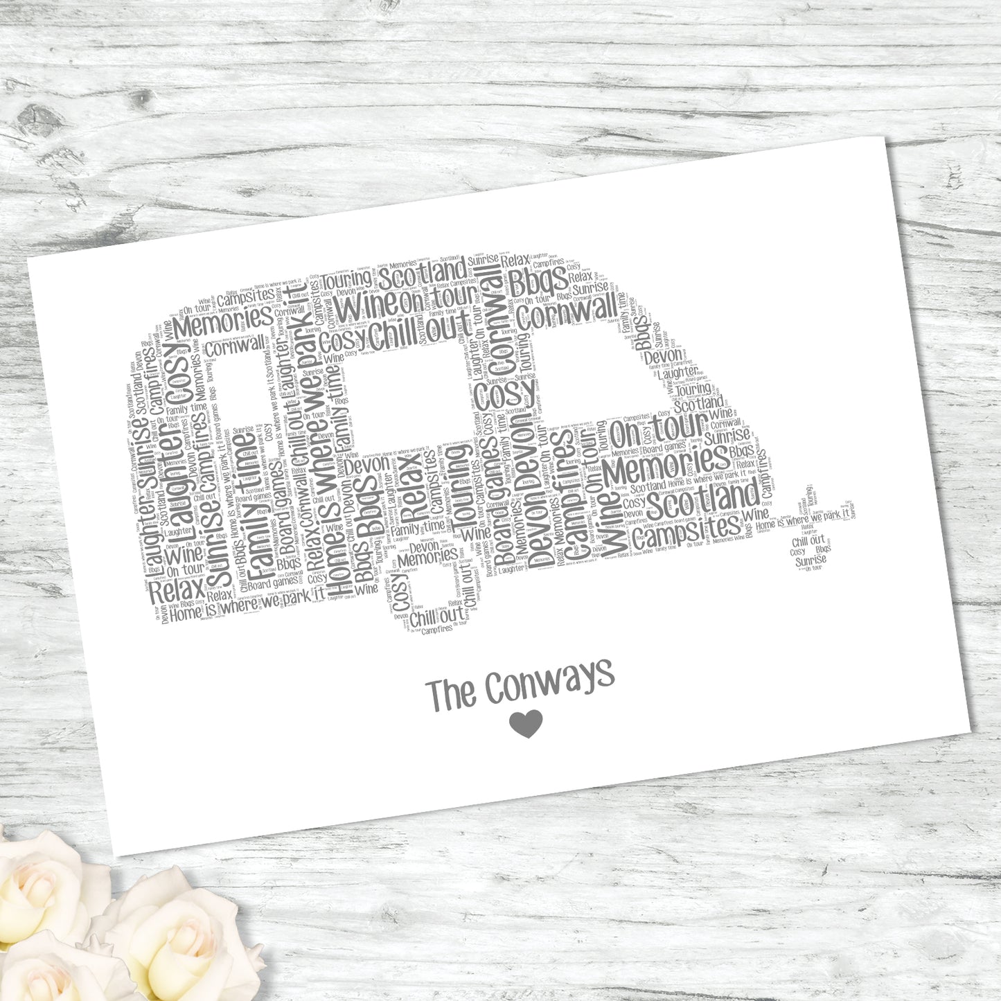 Personalised Caravan Word Art Print