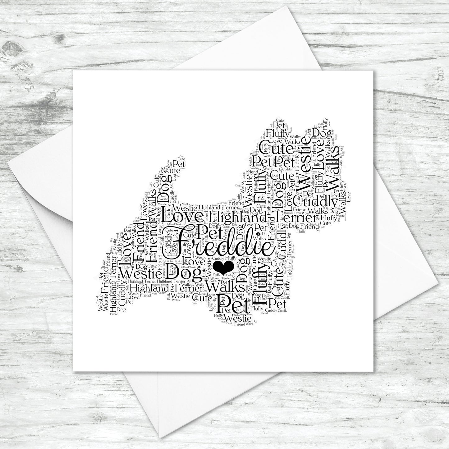 Personalised West Highland Terrier Word Art Card