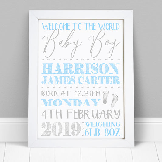 Personalised Baby Birth Details Print