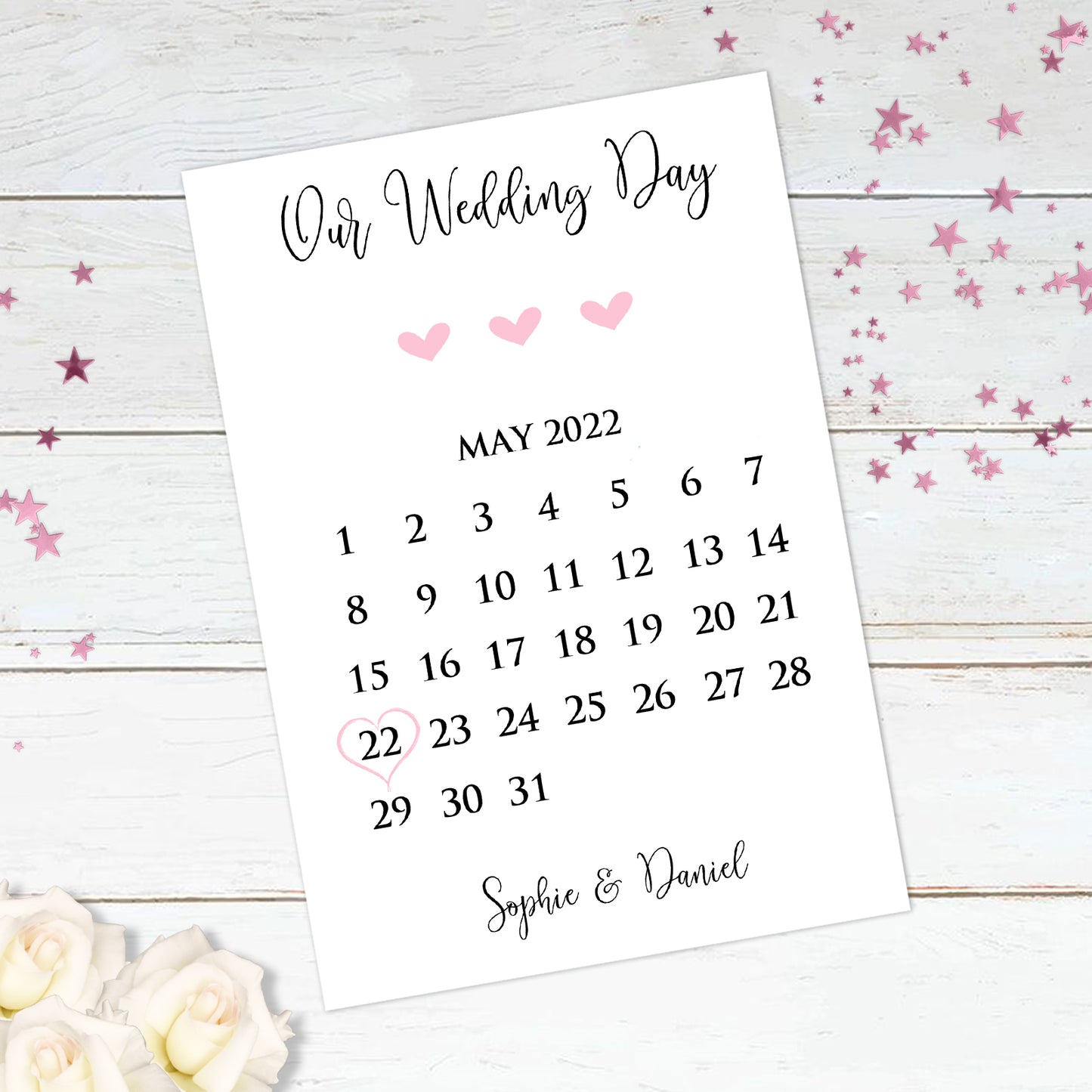 Personalised Our Wedding Date Calendar Print