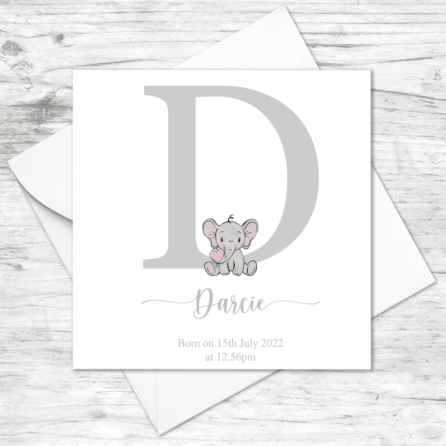 Personalised Elephant Initial Card