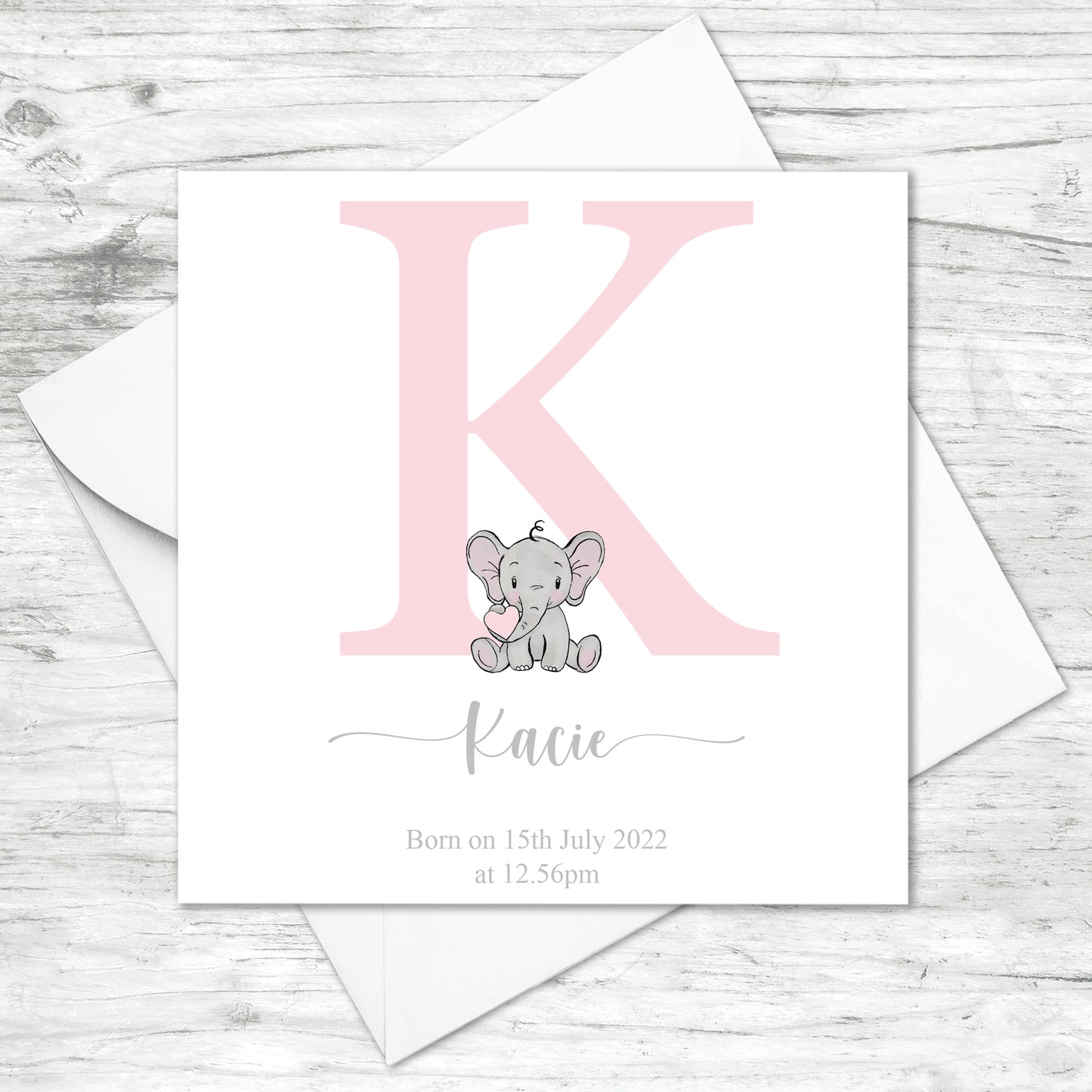 Personalised Elephant Initial Card