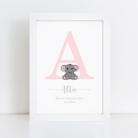 Personalised Safari Animal Initial Print