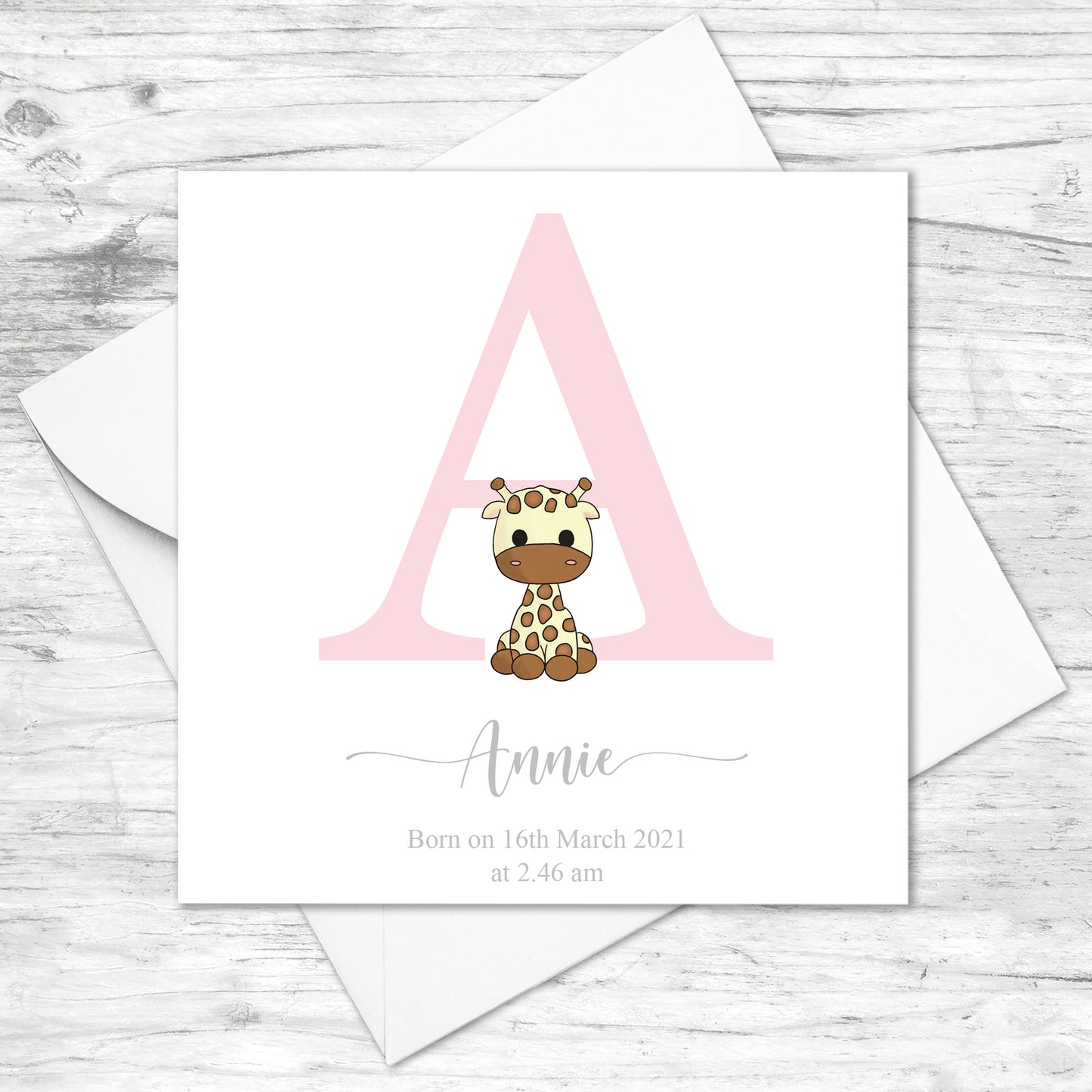 Personalised Safari Animal Initial Card