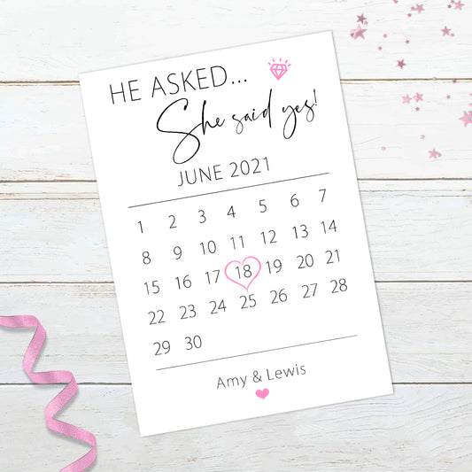Personalised Engagement Date Calendar Print