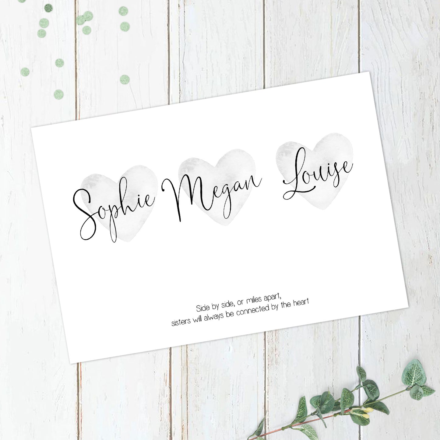 Personalised Sisters Heart Print