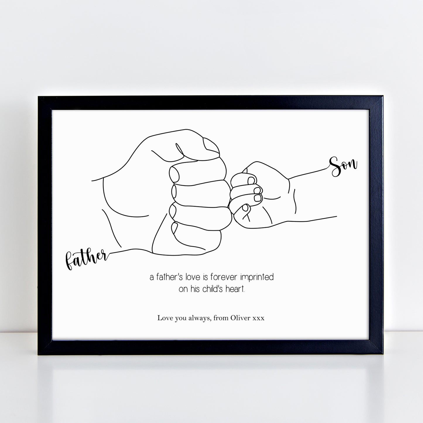 Personalised Father and Son Fist Bump Poem Print