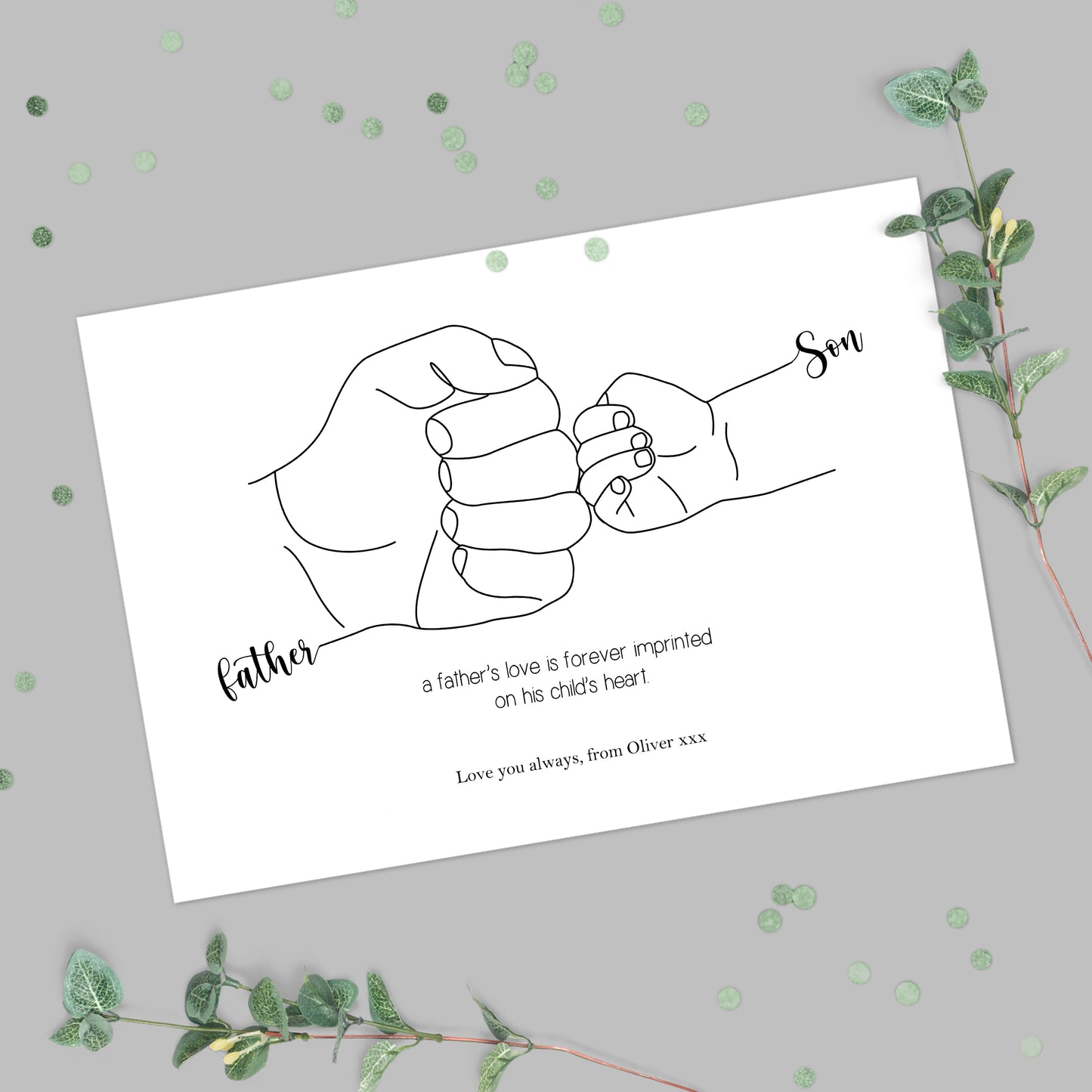 Personalised Father and Son Fist Bump Poem Print