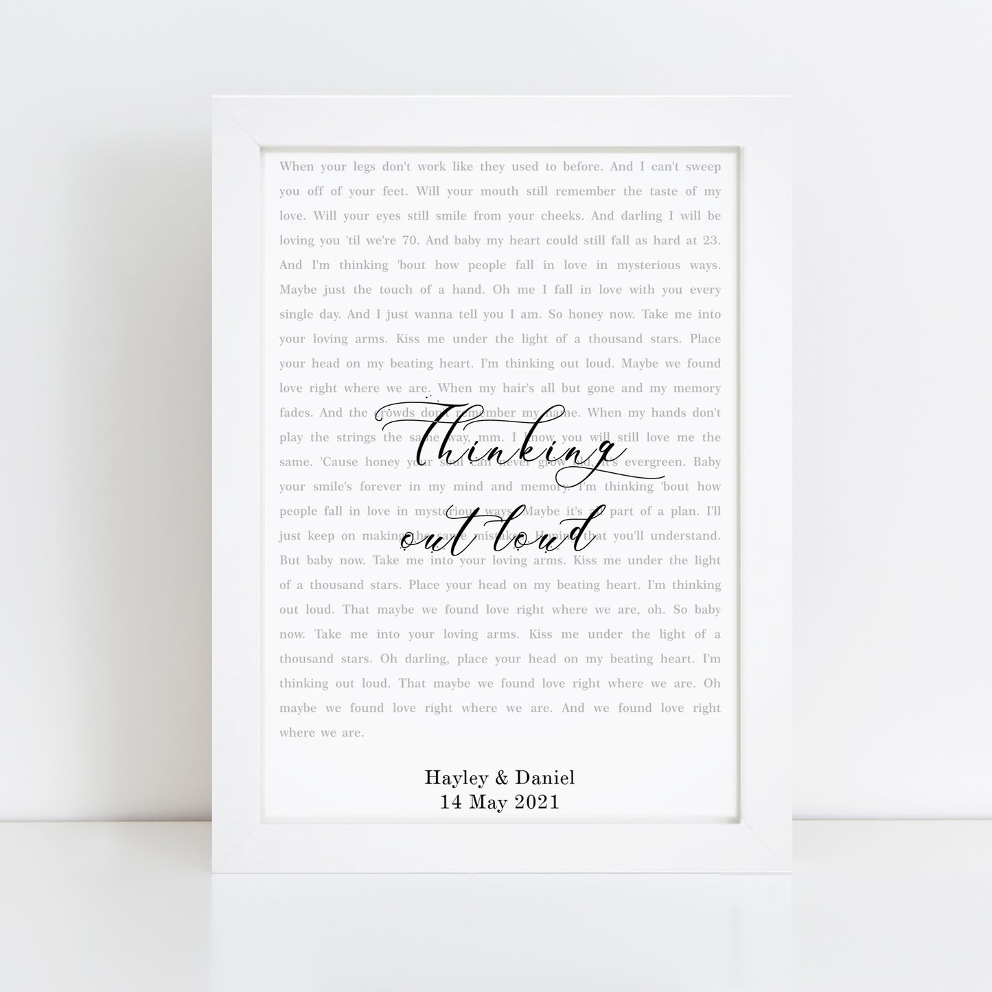 Personalised Our Song Lyrics Print
