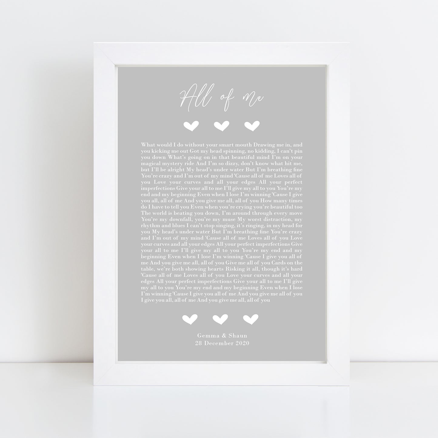 Personalised Song Lyrics Print
