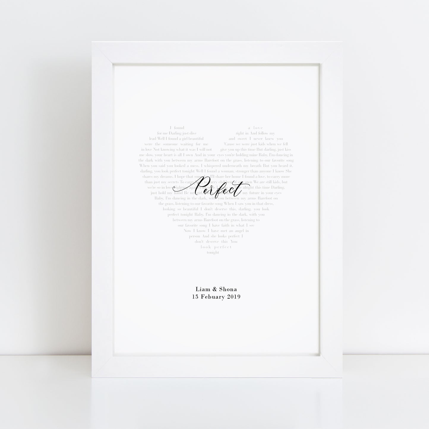 Personalised Heart Our Song Lyrics Print