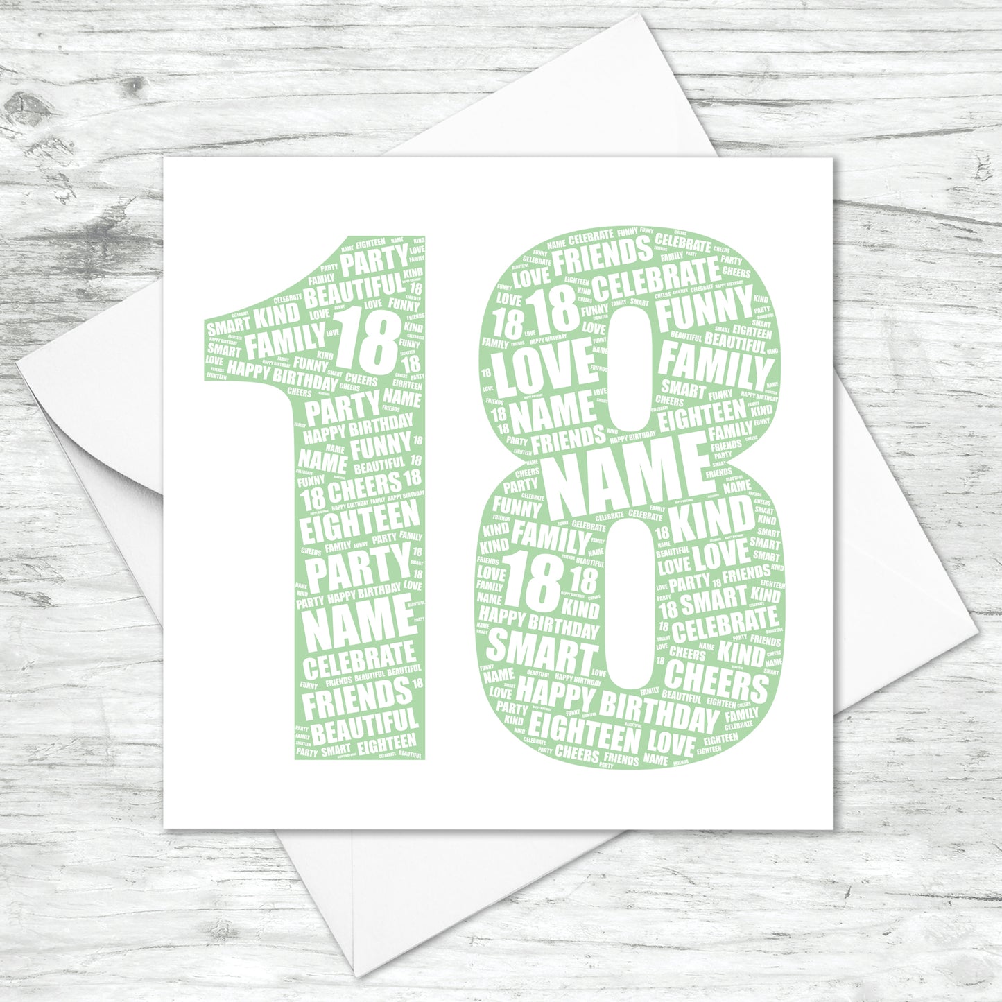 Personalised 18th Birthday Word Art Card
