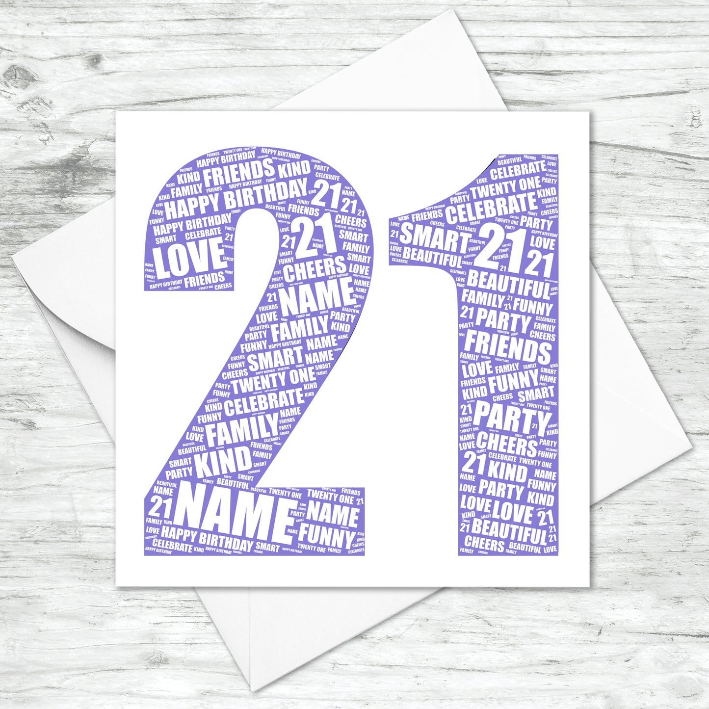 Personalised 21st Birthday Word Art Card