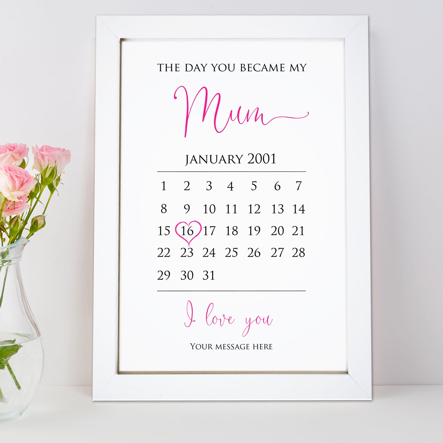 Personalised The Day You Became My Mum Calendar Print