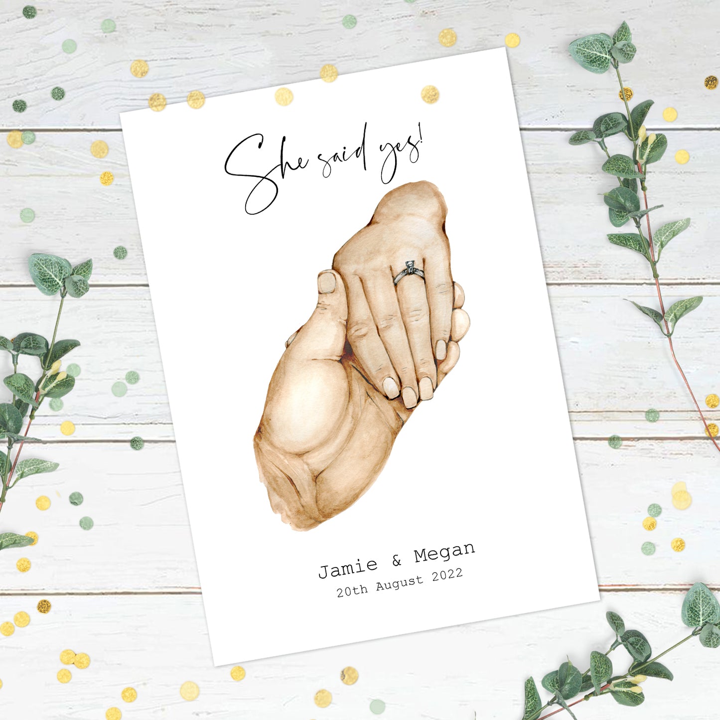 Personalised Newly Engaged Couple Hand Print