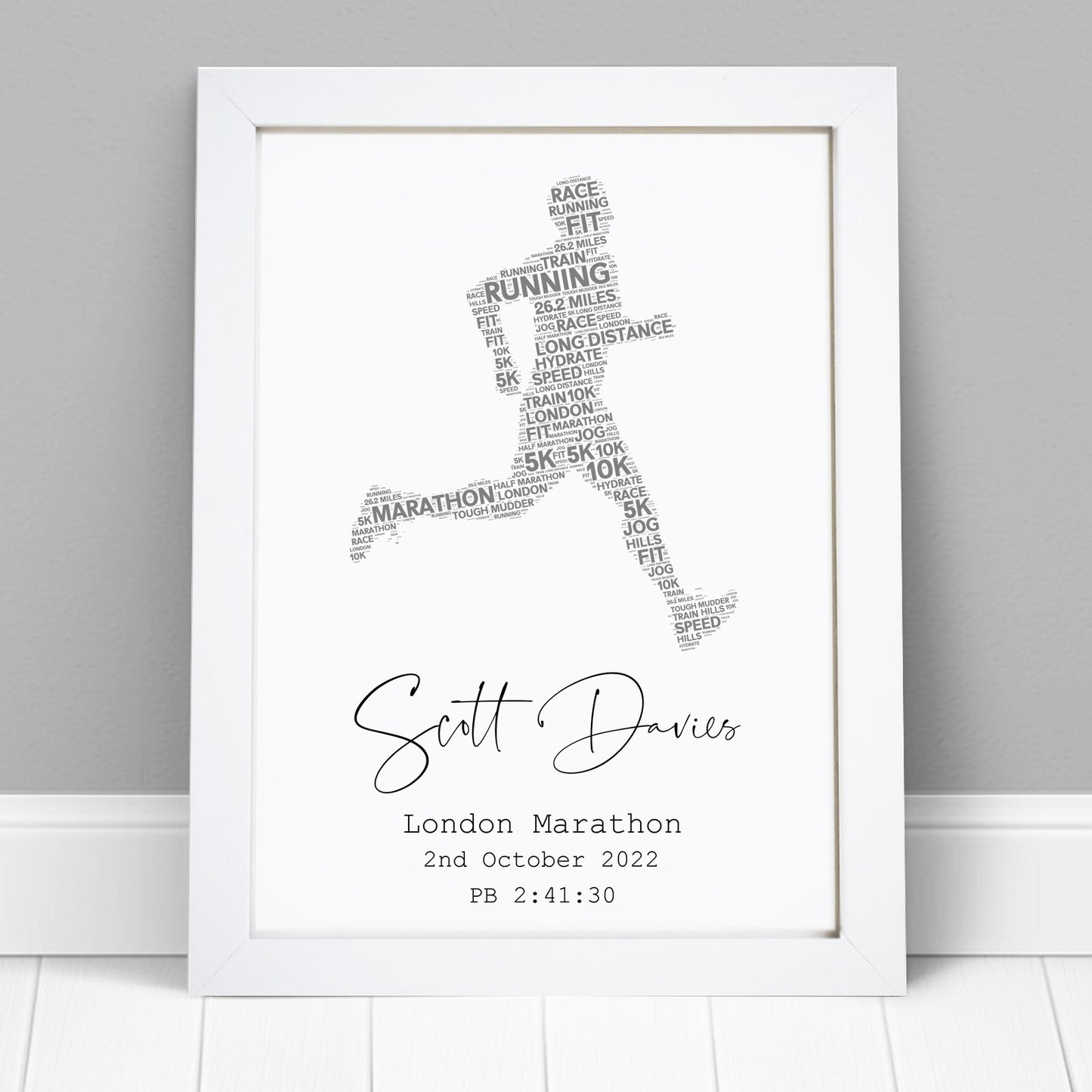 Personalised Men's Marathon Running Race Results Print