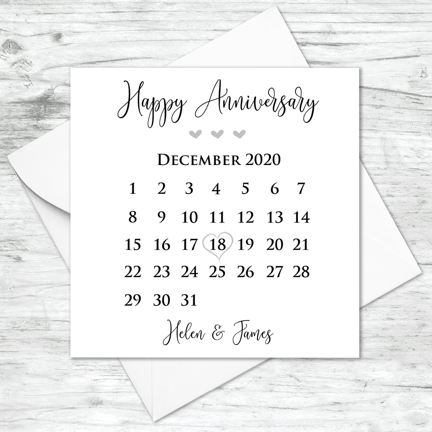 Personalised Anniversary Calendar Card