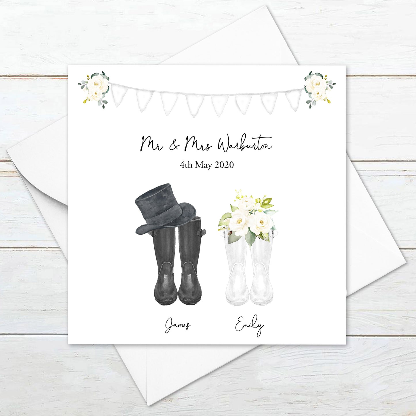 Personalised Welly Boot Wedding Card