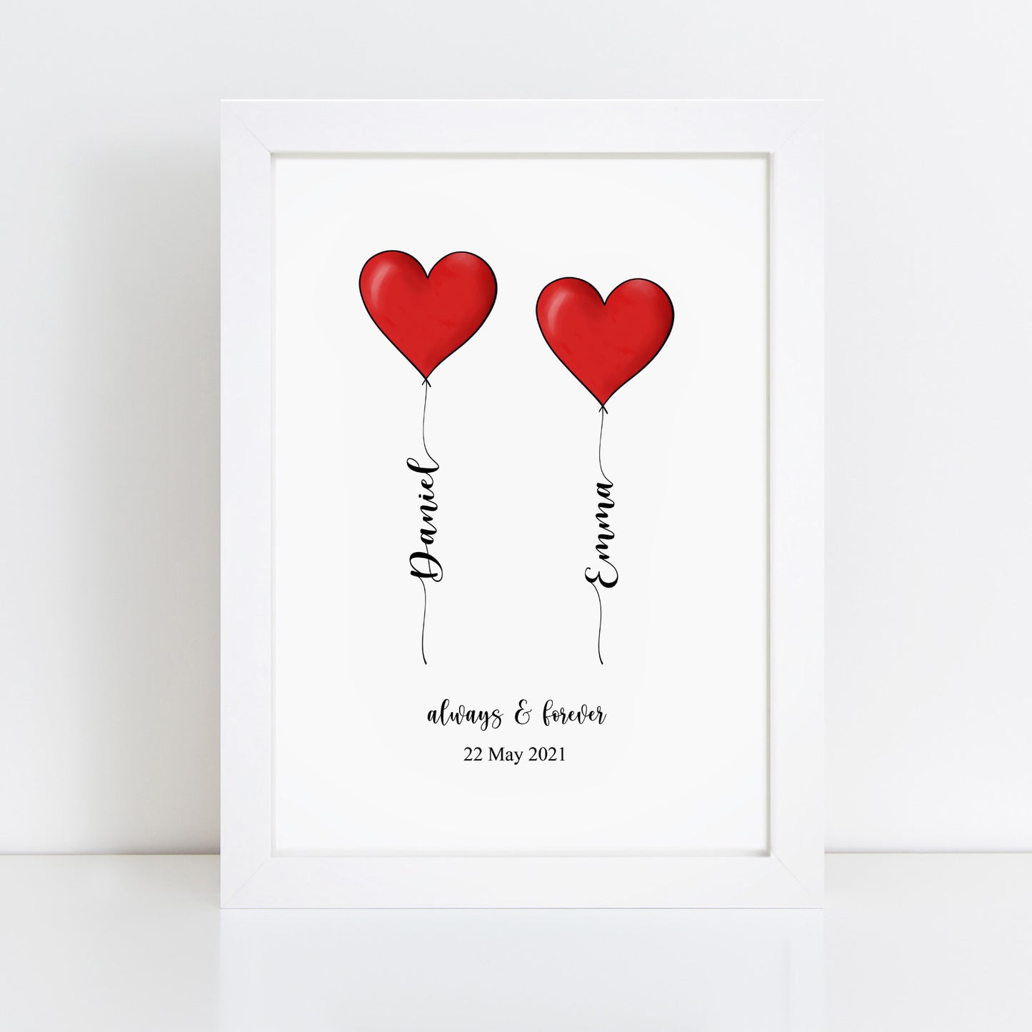 Personalised Heart Balloons Print