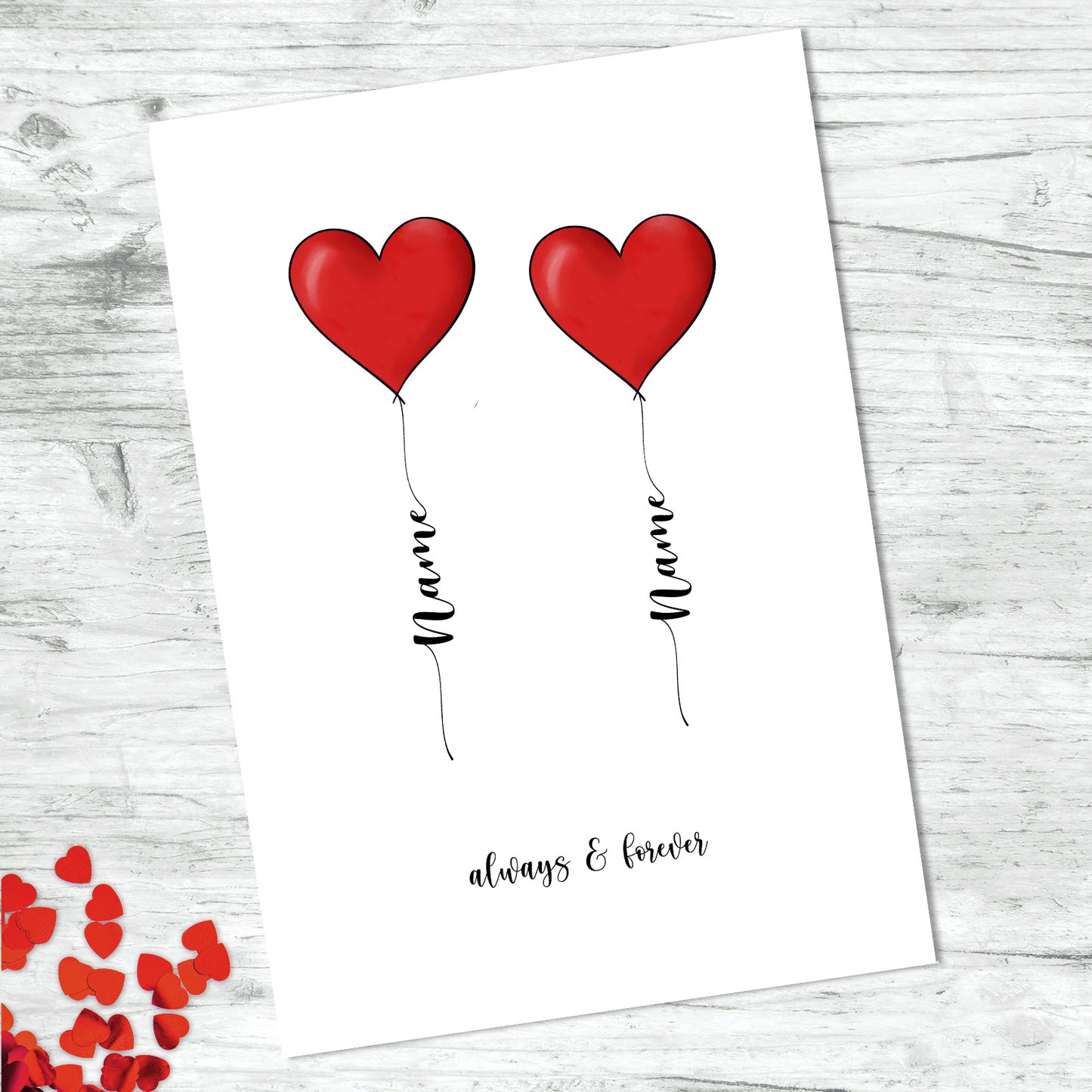 Personalised Heart Balloons Print