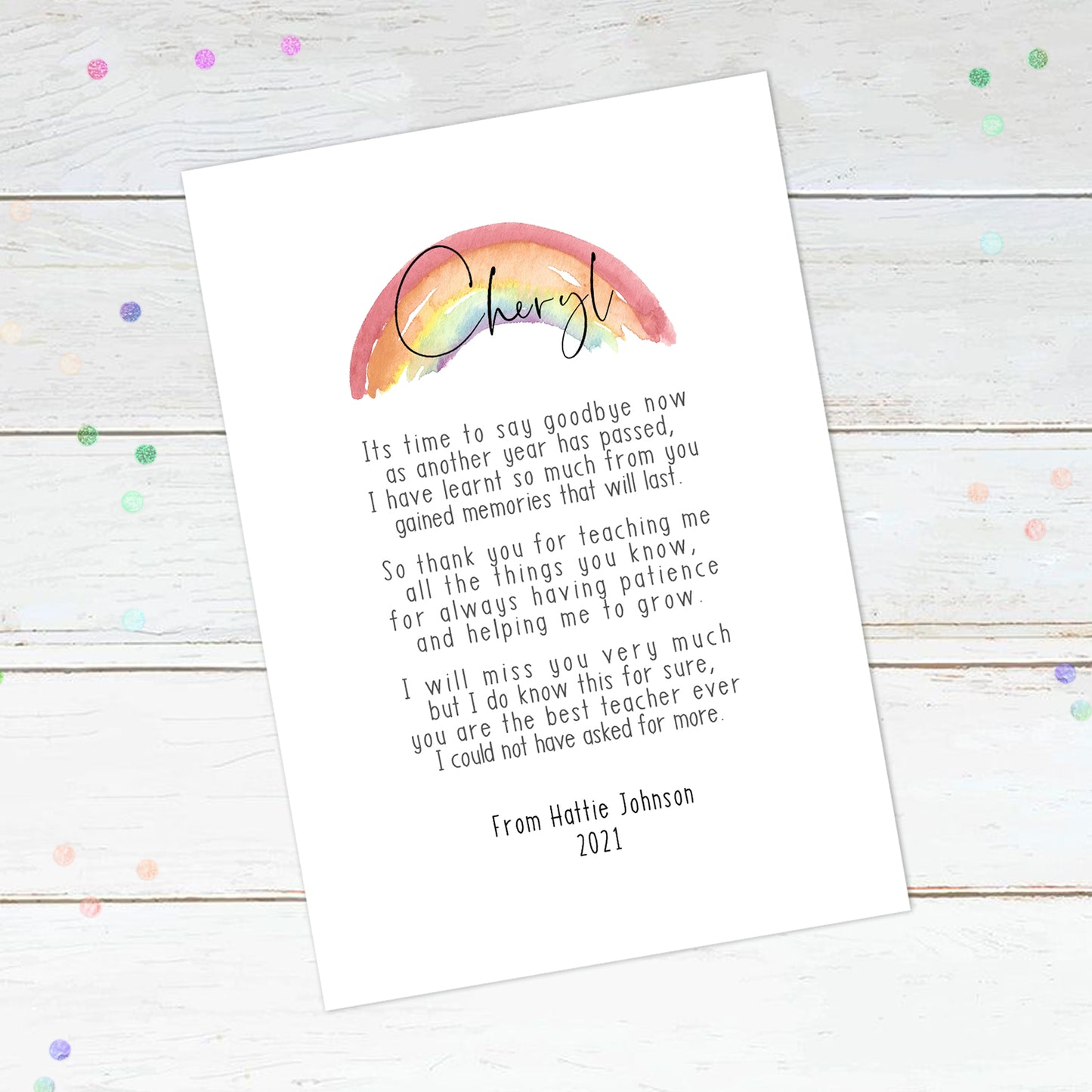 Personalised Thank You Teacher Print