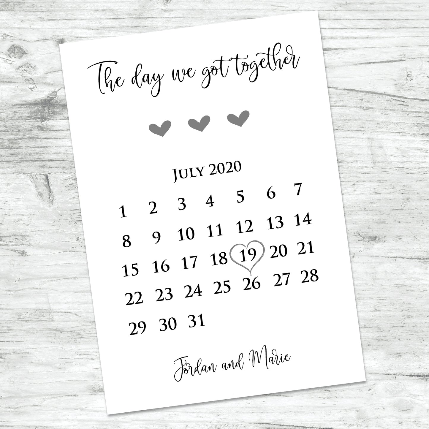 Personalised The Day We Got Together Print