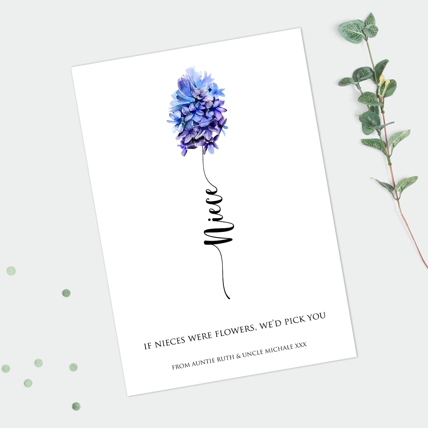 Personalised Niece Flower Print